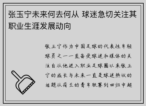 张玉宁未来何去何从 球迷急切关注其职业生涯发展动向